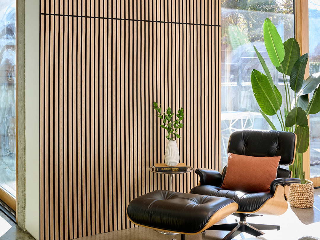 Two-Pack Oak Black Wood Slat Wall
