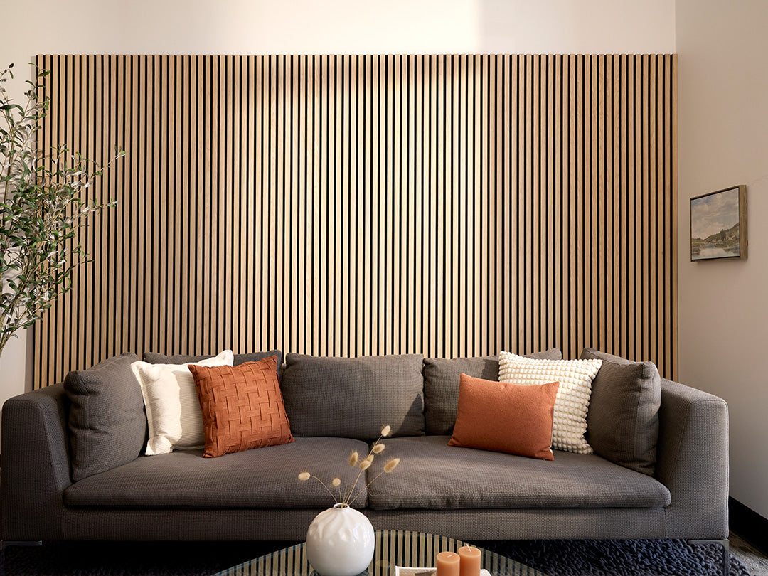 Two-Pack Oak Black Wood Slat Wall