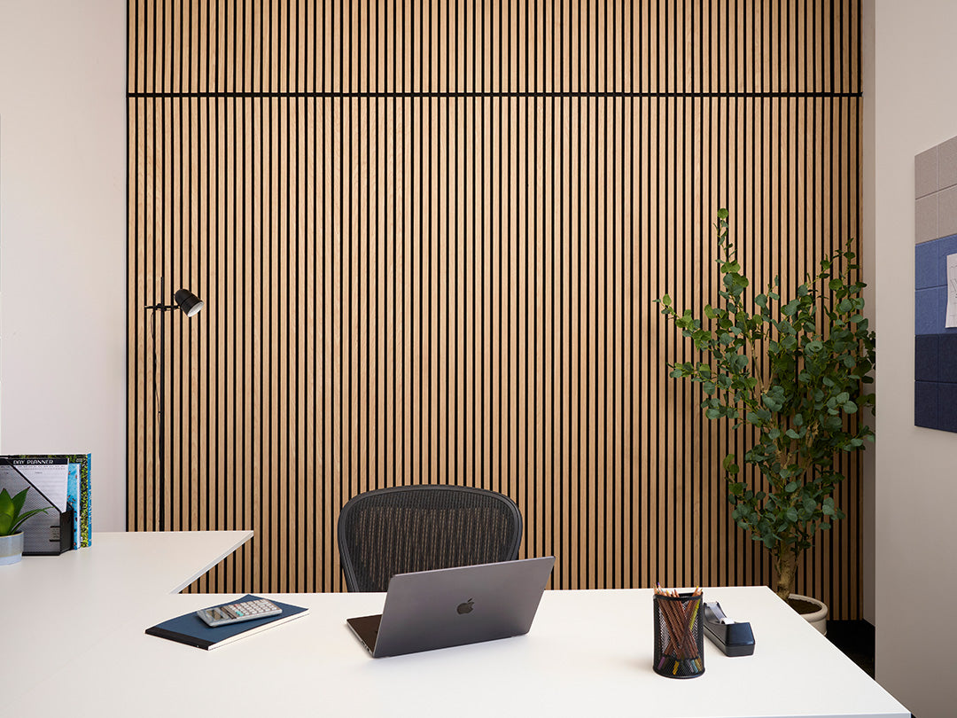 Two-Pack Oak Black Wood Slat Wall